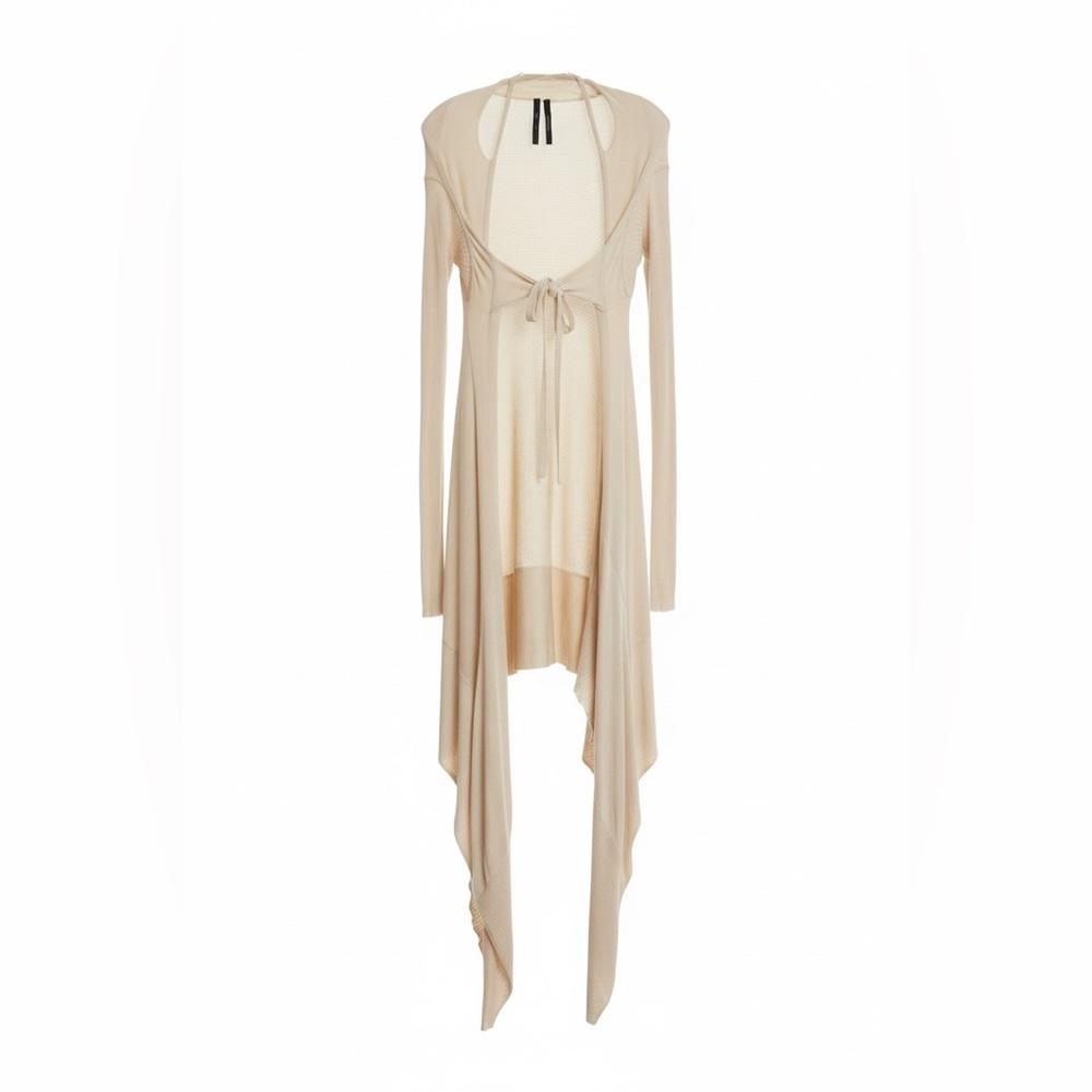Rick Owens ribbed asymmetric hem caridgan sweater